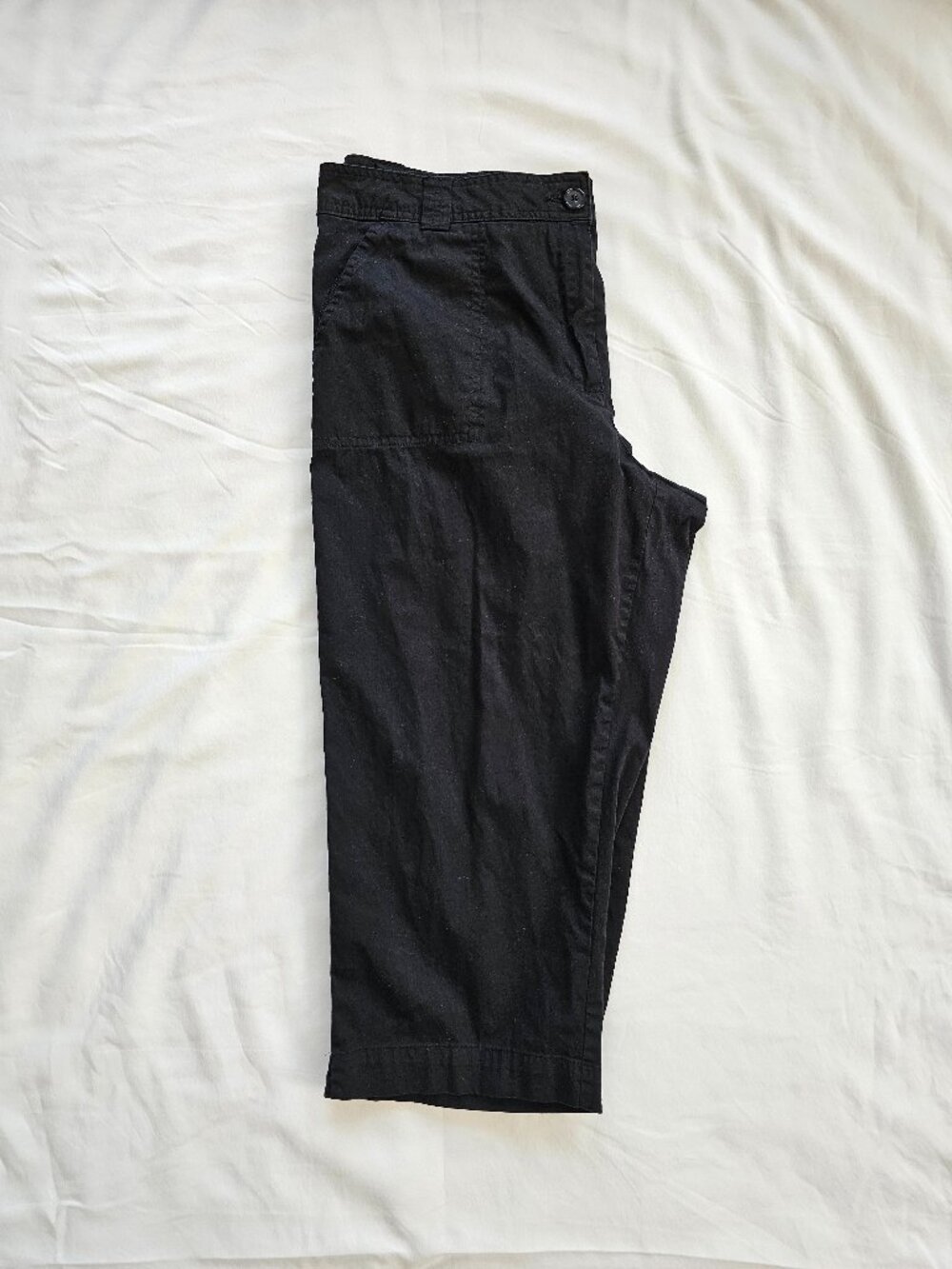 Black Cotton Capri Pants
